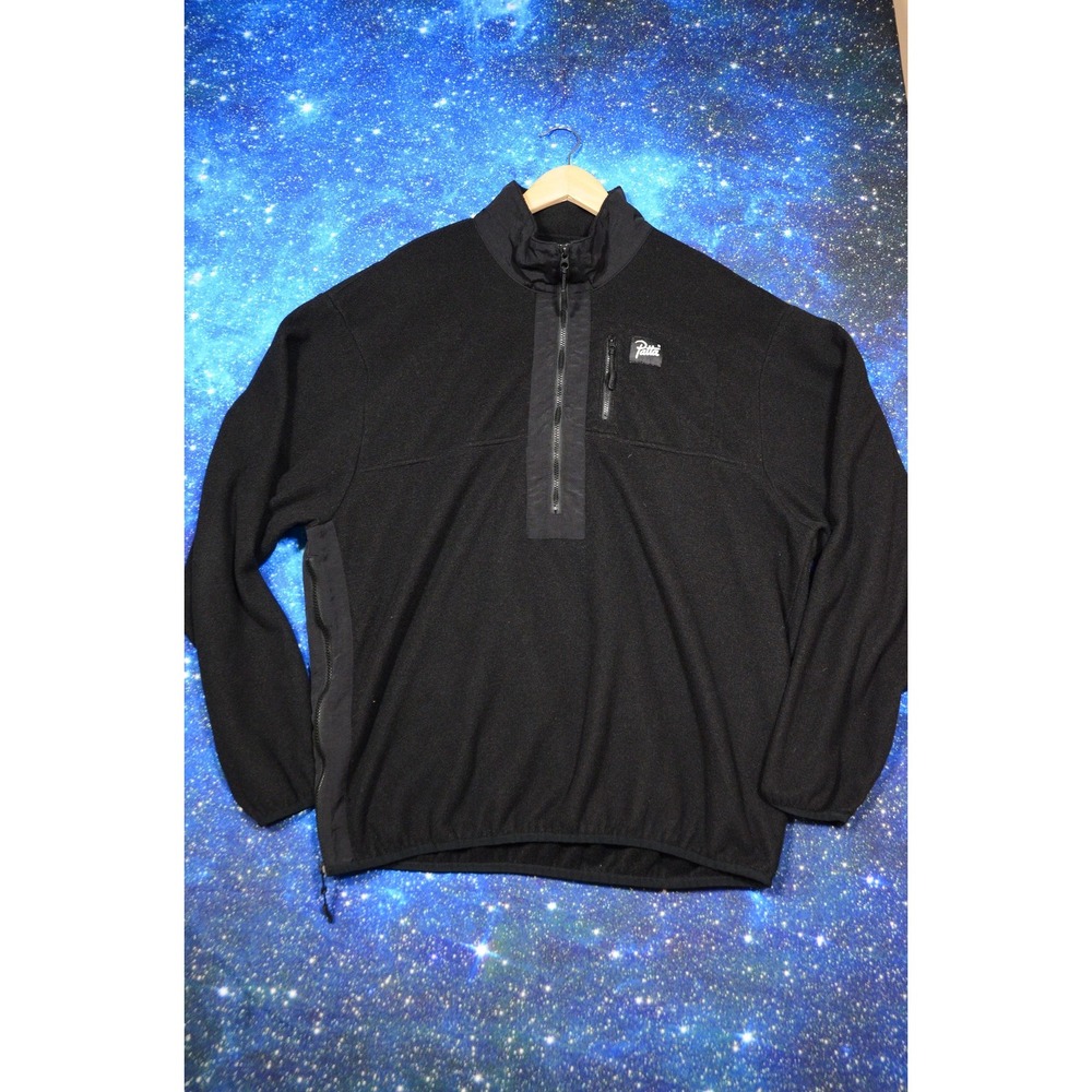 Patta Polartec Fleece Jacket Mens 2XL Black 1/2 Zip Pullover‎ Side Zips Outdoor